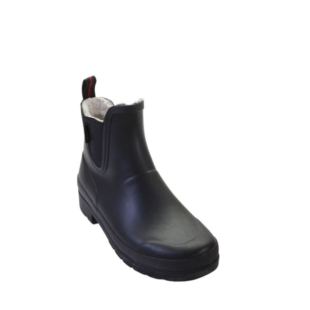Tretorn Womens Fuzzy Lined Rubber Rain Boots Shoes Solid Black Size 7M